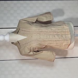 Millenium Size S- Women's Beige Ruffled Button Down Blouse